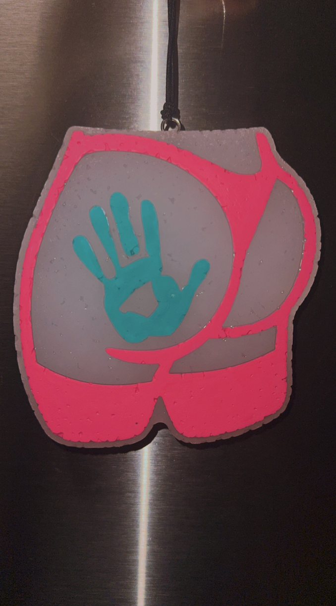 Butt with Hand Print -- Pink & Teal