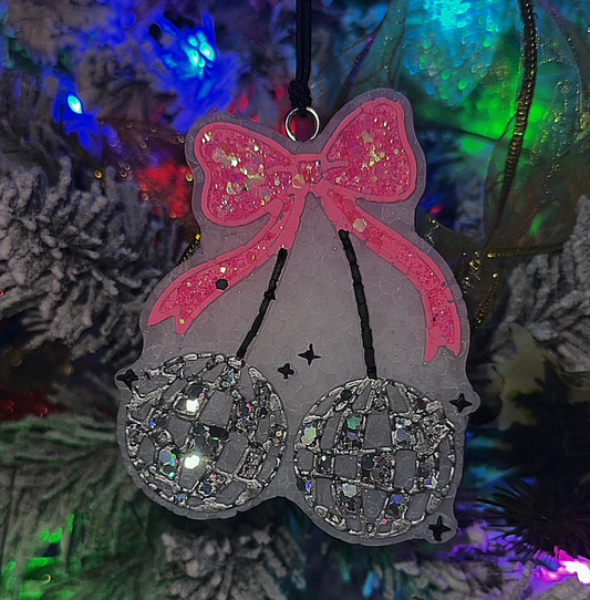 Disco Balls with Bow-- Pink