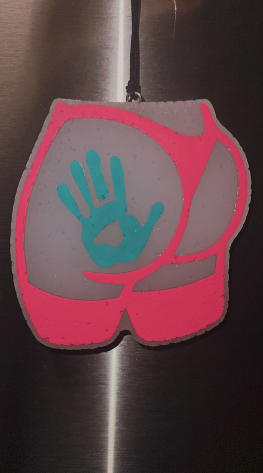 Butt with Hand Print -- Pink & Teal