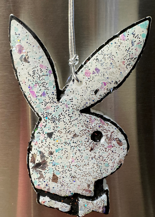 White Playboy Bunny with Glitter