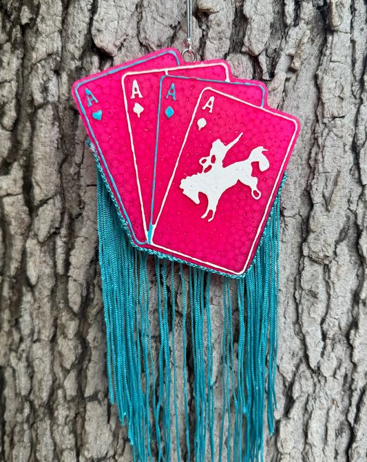 Western Cards with Fringe--Pink & Teal
